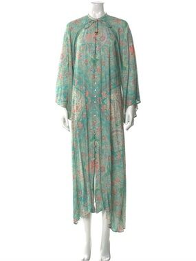 Spell & the Gypsy Collective Turquoise & Coral Paisley Button-Front Maxi Dress